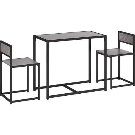 GagaEnsemble table haute de bar 3 pieces 2 chaises 1 table 90x47x76 cm Gris (1/5)