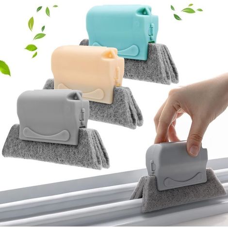 Lot de 3 brosses de nettoyage pour rainures de fenêtre, brosse de nettoyage pour fenêtre et porte, outils de nettoyage rapide à main pour toutes les fenêtres/portes coulissantes/lignes de carrelage/vo (1/5)