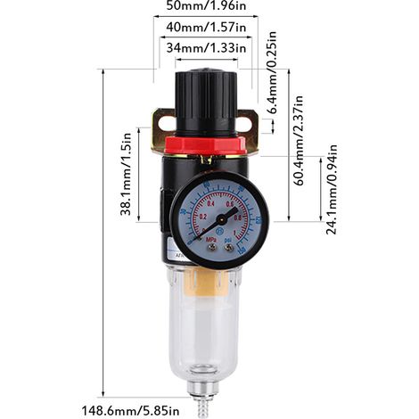 1/4" Luftkompressor-Filterregler Wasserdruck-Feuchtigkeitsabscheider-Reinigungswerkzeug (1/5)