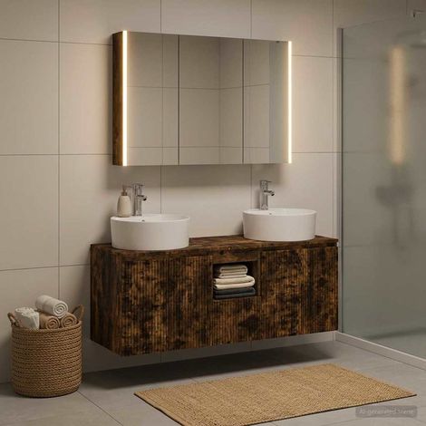 vidaXL Bathroom Cabinet Set 4 pcs Smoked Oak Engineered Wood (1/5)