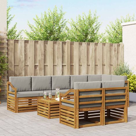 Sofagarnituren 9 pcs Natürlich und Hellgrau Massivholz Akazie (1/5)