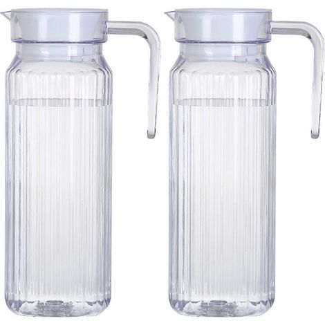 Glaskrug mit Deckel für den Kühlschrank, lebensmittelecht, auslaufsicherer Ausgießer, transparenter Krug für Kaffee, Milch und Saft (Db) (1/5)