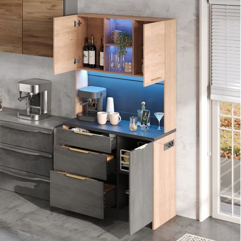 Mueble alto de cocina 100 x 40 x 180 cm de MDF multicolor con almacenamiento FloraGrace (1/5)
