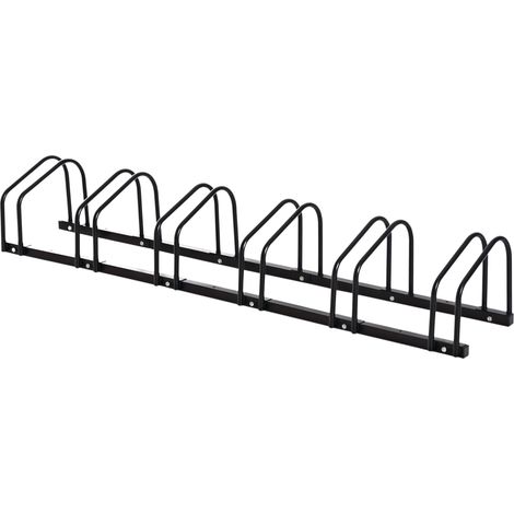 Fahrradständer für 6 Fahrräder, Stahl-Fahrradständer zur Boden- oder Wandmontage, 179 x 33 x 27 cm, Schwarz (1/5)