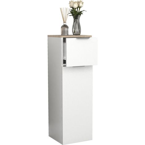 Bobine Midischrank Donali H. 95 x L. 30 x P. 30 cm Blanc/Sonoma Eiche