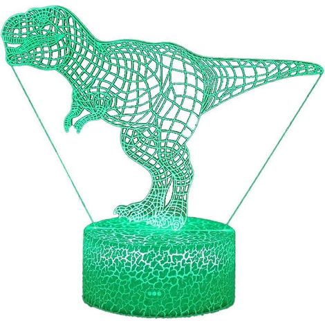Veilleuse dinosaure 3D pour enfants, 16 couleurs, intensité variable, avec télécommande et câble USB - Cadeau dinosaure pour adultes, adolescents, garçons et filles (1/5)