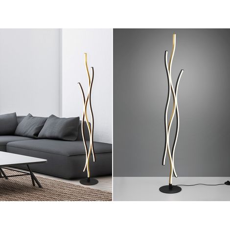 LED Stehleuchte BLAZE dimmbar Lichtfarbe einstellbar Schwarz Gold, Höhe 138cm (1/5)