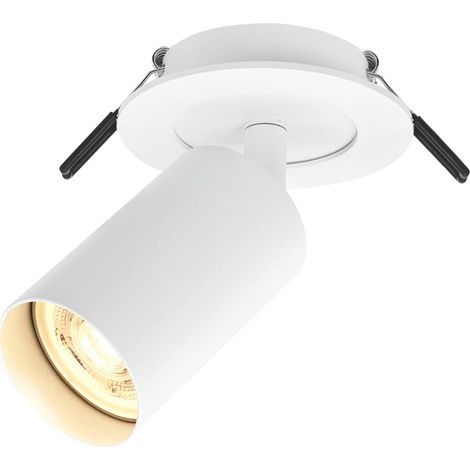 Recessed LED Spotlight, 350° Adjustable, GU10 Base, White Aluminum, For Kitchen, Hallway (1/5)