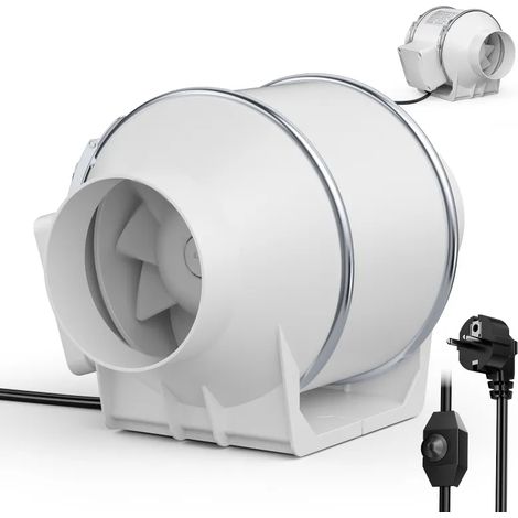 Ventilateur d'extraction à flux direct, idéal pour les salles de bains, les cuisines, les chambres hydroponiques et les sous-sols. Débit d'air jusqu'à 310 m³/h, vitesse variable et fonctionnement sile (1/5)