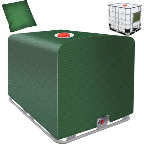 IBC Housse de réservoir 1000L, 420D avec revêtement argenté - 120 x 100 x 116 cm - Bâche de protection imperméable - Vert IBC - Pour réservoir IBC (1/5)