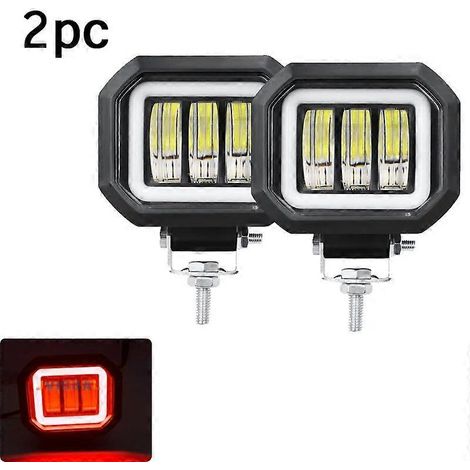 2PCS / 1PCS LED Projecteur de travail Niva 4x4 tout-terrain pour voiture, camion, quad, SUV, remorque, moto tout-terrain, feux de conduite étanches 2x rouge (.382) (1/5)