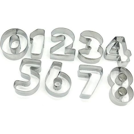 ensemble De 9 Emporte Piece Chiffres - Moules Cookie Inox Incluant Les Chiffres De 0 9 - Formes Parfaites Pour La Prparation De Biscuits, La Dcor (1/4)