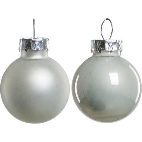 TrendLine Christbaumkugeln 24 Kugeln Ø 2,5 cm Glas Weiß Weihnachtskugeln (1/3)