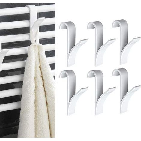 8 pièces Crochets de Radiateur à Serviettes,Crochet Radiateur Sèche Serviette,Crochet pour Radiateurs Plastique Blanc, Patères Radiateur de Salle de Bain (1/5)