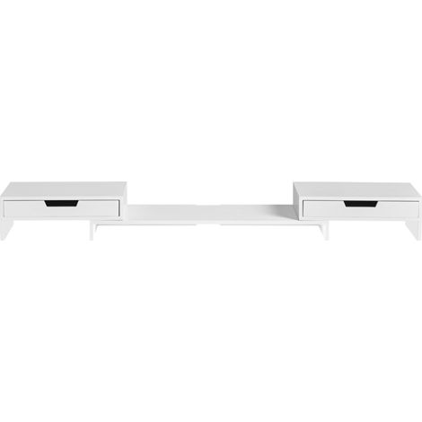 SoBuy 2 Drawers Monitor Stand,Designed for 2 Monitors,BBF04-W