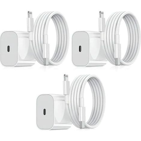 20-W-Schnellladegerät für iPhone mit USB-C-Kabel (3er-Pack) – Kompatibel mit iPhone-Geräten – Weiß – 3er-Pack (Lightning) (1/5)