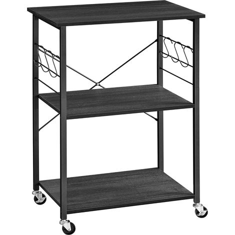 ACAZA - Chariot de cuisine - Chariot de service - Chariot de cuisine à roulettes - 89 x 60 x 40 - Noir - Etagère de cuisine - Chariots de cuisine (1/5)