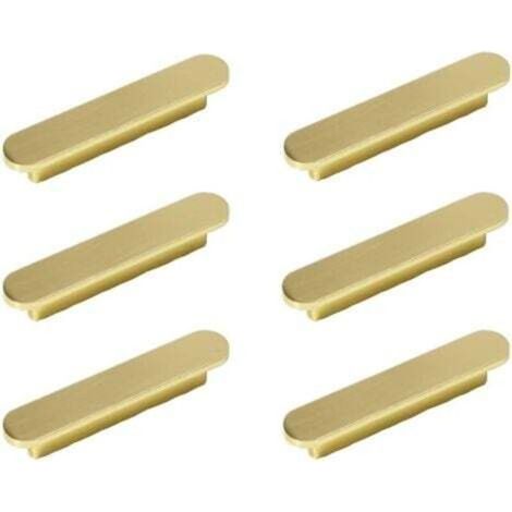 Set mit 6 goldenen Griffen, Küchenschrankgriffe aus gebürstetem Messing, 128 mm Lochabstand - Schrankgriffe