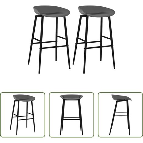 Chaise de comptoir -  Chaises de bar lot de 2 gris (1/5)