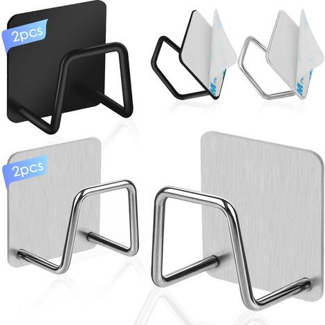 4 Pièces Pote Eponge Evie Cuisine, Pote Eponge Evie Auto Adhesif, 304 INOX, Suppot Eponge INOX, Suppot Eponge Evie Cuisine pou Le angement de Cuisine et Salle de Bain-Agent Noi (1/5)
