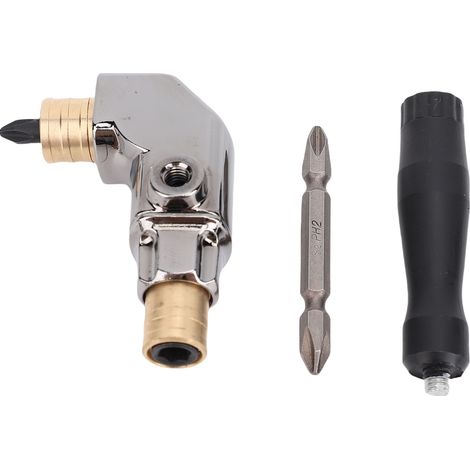 [JAMAIS UTILISÉ]Kit d'accessoires de perçage à angle droit : corps entièrement métallique, adaptateur d'angle à 90° pour foret et poignée en acier au chrome-vinyle pour visseuse à percussion. (1/5)