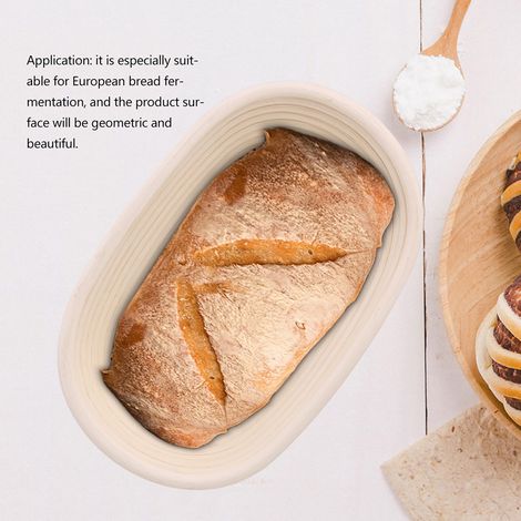 Handgefertigter Gärkorb aus ungebleichtem Naturrattan, Gärset für selbstgebackenes Brot, Größe 21 x 13,5 x 8 cm, ideal für Bäckereien (1/3)