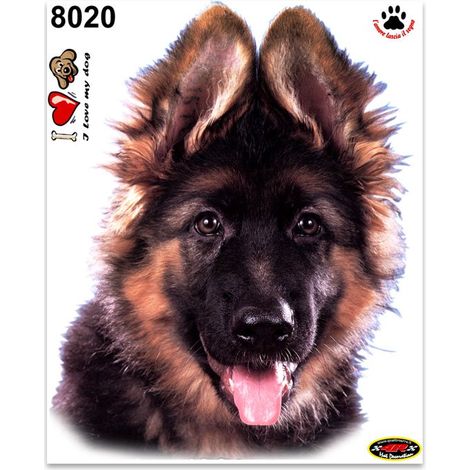 Adesivi Stickers Medi Cane Cucciolo Pastore Tedesco 13,5 x 16 cm (1/4)