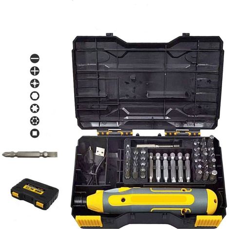 UlisemTournevis électrique sans fil,45 en 1, ensemble de tournevis sans fil rechargeable de 4 V, tournevis sans fil à pour usage domestique et industriel léger (1/4)