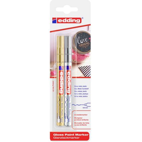 Edding 780 4-780-2-1-53-54 Marcatore a vernice Oro, Argento 0.8 mm (1/5)