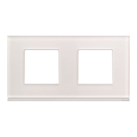plaque - 2 postes - horizontale - 71 mm - moon glass - hager gallery wxp4012