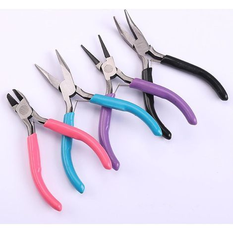 Pinces à Bijoux, Pince Trousse Outils de Fabrication de Bijoux, Pinces à Becs Aiguilles, Pinces à Bec Long, Pinces à Becs de Chaîne, Coupe-fil, 4 Pcs (1/5)