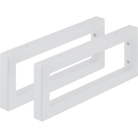 Relaxdays Reggimensola da Muro, 2 Staffe per Mensole Parete, 40 cm, Supporti Rettangolari per Scaffali, Acciaio, Bianco