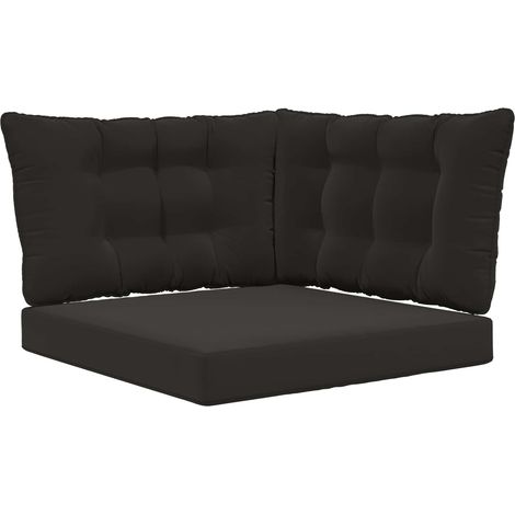Coussin de canapé d'extérieur 3 pcs Noir Polyester