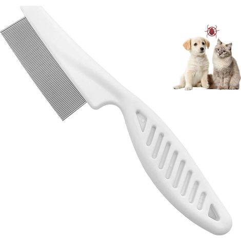 Peigne à puces pour chiens et chats, Peigne pour Animaux Anti Poux Brosse Chien Métal Extra Fine avec pour Chaton Chiot Animaux de Compagnie (1/5)