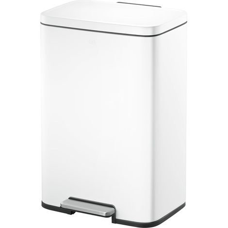 Poubelle de Cuisine Moderne et Robuste avec pédale et Couvercle à Fermeture Douce Blanc Mat Acier Inoxydable Anti-Traces de Doigts Grande capacité de Recyclage 50 l (1/5)