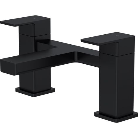 Balterley Milldale Square Deck Mounted Bath Filler Tap with Dual Levers, Waterfall Spout - Matt Black Finish (1/5)
