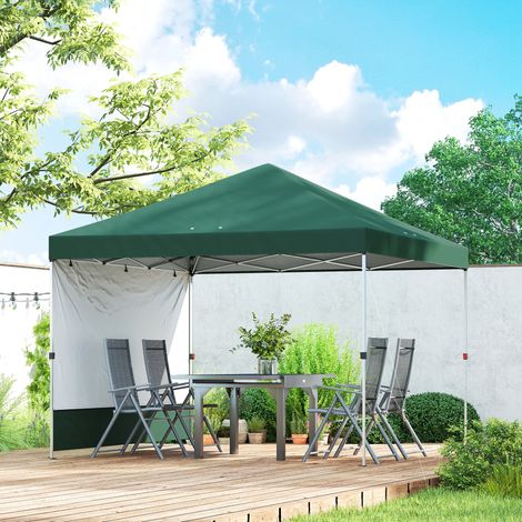 Tente pliante pop-up 3x3m avec paroi latérale, protection UPF50+, hauteur réglable, poussoir central, sac de transport, verte (1/5)