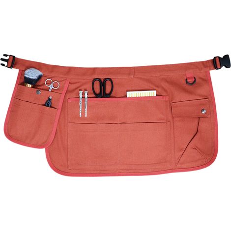 Tablier de nettoyage à 9 poches avec ceinture ajustable, conçu pour les professionnels du nettoyage, modèle Caddy Aprs, à porter autour de la taille, orange.