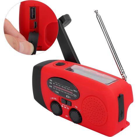 Radio de Secours à Manivelle ABS avec Panneau Solaire, LED, Fonction NOAA et AM/FM pour Urgences et Prévention des Catastrophes (1/5)
