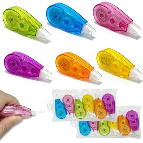 Lot 18 Mini Correcteurs Ruban, 4 m x 5 mm, 6 Couleurs, Capot, Bureau, Domicile, École, Correction Rapide (1/5)
