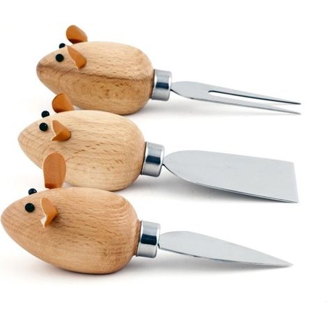 Käsemesser - Set mit 3 - Weiß - Spülmaschinenfest - Für Erwachsene - Humorvoll