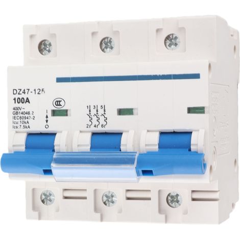 Disjoncteur miniature triphasé 100 A 400 V avec protection contre les surcharges et haute sécurité. Disjoncteur miniature pour usage domestique et industriel. (1/5)