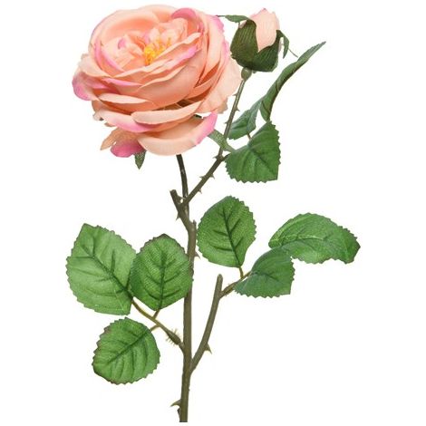 ROSA DECORATIVA PESCA H42CM CON BOCCIOLO