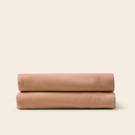 Drap plat en Satin de coton lavé uni à nouettes SATHEENE