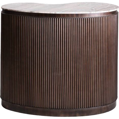 Made In Meubles – Meuble bar haricot en marbre blanc et métal brun – Dimensions 100x120x60 cm – Design contemporain pour intérieur élégant (1/5)