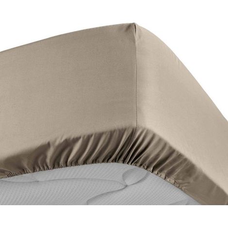 Drap housse - DOUCEUR D'INTÉRIEUR - 90x190 cm - Percale 100% coton - Bonnet 30 cm - Sable (1/5)
