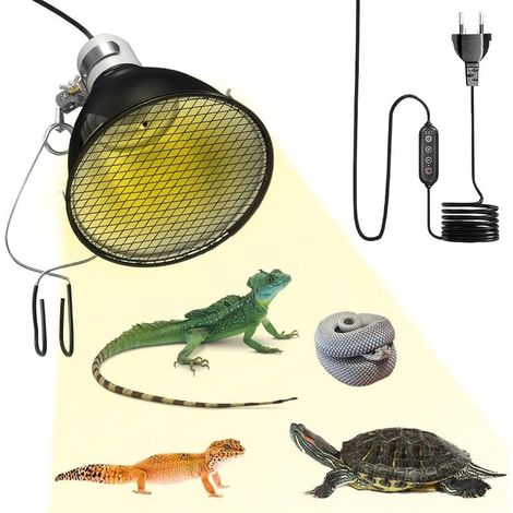 Noir,Lampe Chauffante Terrarium, Lampe Chauffante Tortue avec Abatjour, UVA/UVB Lampes Chauffante Dôme Réflecteur Socket E27 for Terrariums, Aquariums (1/5)