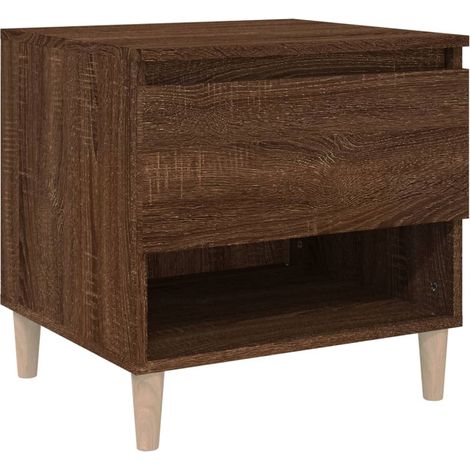 Mesita de noche con cajón y compartimento abierto 50 x 46 x 50 cm madera contrachapada marrón DEC033534