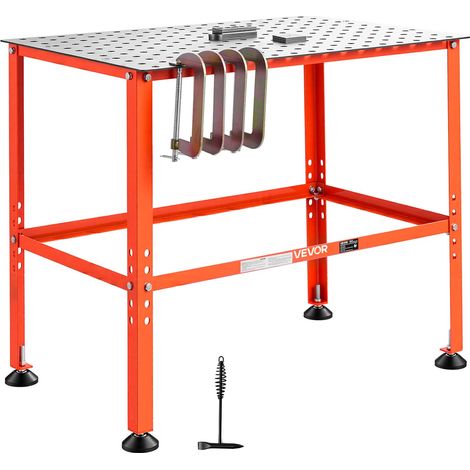 VEVOR Mesa de Soldadura 910 x 610 mm 363 kg, con Orificios de 16 mm, Banco de Trabajo para Soldadura, Separación de 50,8 mm, Patas Antideslizantes y Superficie de Acero al Carbono para Taller y Garaje (1/5)