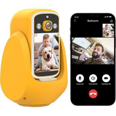 Caméra de sécurité intérieure, appels vidéo bidirectionnels avec commande vocale, écran HD de 2,8 pouces, caméra vidéo intérieure 1080p avec application mobile. Carte SD de 32 Go incluse. (1/5)